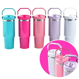 NEW ARRIVAL 30oz Bouteille isolée sous vide en acier inoxydable sublimation Blanks Tumbler Drinking Cups With Straw Leakproof Flip Lid