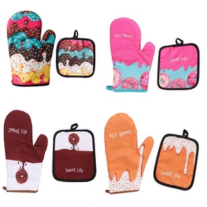 2026 Custom Printed Design Sweet Kitchen <b>Cooking</b> Gloves Polyester Oven Mitts <b>Pot</b> Holder Set Eco-Friendly Durable Microwave Safe - Product Image 1