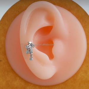 Venta al por mayor diseñador Stud plata <span class=keywords><strong>pequeño</strong></span> circón pendientes colgantes conjunto mujeres hombres joyería fina oreja <span class=keywords><strong>Tragus</strong></span> - Product Image 6