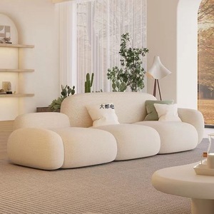 Juego de Sofás <span class=keywords><strong>Modulares</strong></span> Estilo Nube de Lana de Cordero, Sofá de 3 Plazas y Sillón para Apartamentos <span class=keywords><strong>Pequeños</strong></span>, Muebles para Sala de Estar - Product Image 3