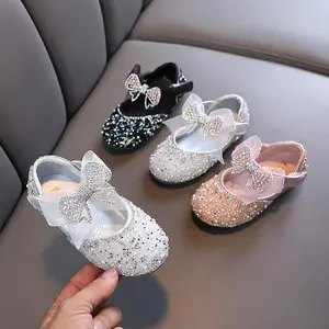 2022 autumn new baby Girls bow hoes Fashion Princess single shoes children soft cute dance party dress shoes kods