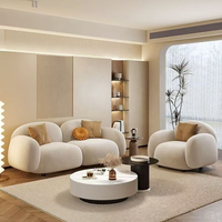 Cremefarbenes Luxus-Apartment-Sofabett-Set Stoff L-Form Dreisitzer Modernes Design Rosegia PAA0416