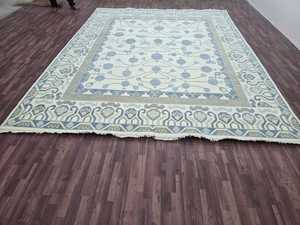 Utilisation à la maison et à l'exercice pour la main moderne 5x8 6x9 10x12 tapis en laine bleu clair Oushak Design taille personnalisable - Product Image 4