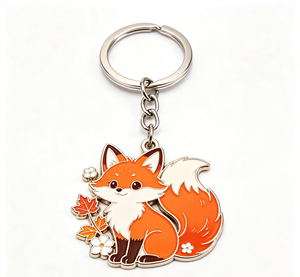 <b>Cute</b> Fox Metal Key Chain Zinc Alloy Enamel Cartoon <b>Keyring</b> Custom Logo Gift Souvenir - Product Image 1