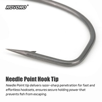 ROVORO 8013 2 # -7/0 #   Hameçon à pointe extra large, à angle de 90 degrés, avec revêtement PTFE pour la pêche au black-bass, hameçon pour appâts souples