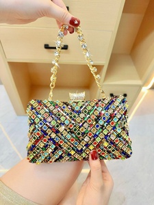 Bolso de mano con diamantes de imitación 2026, cartera pequeña brillante de diseñador, bolso de noche con cristales, bolsos de hombro cruzados elegantes con cadena para mujer - Product Image 2