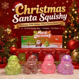 Jouet Squishy Père Noël en TPR avec paillettes de maltose, sans BPA, globe à neige à rebond lent, anti-stress, sensoriel, décompression - Product Image 1