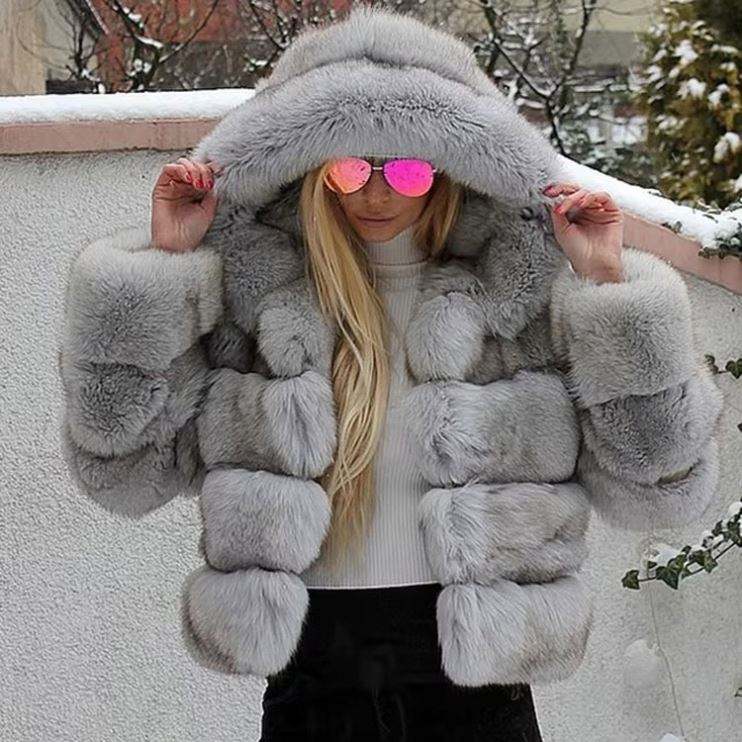 High-Quality Faux Fox Fur Fur Coat : in Stock, Warm, Windproof, Light ...