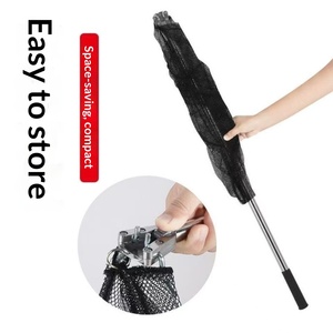 Épuisette de pêche pliable triangulaire télescopique Sendema en acier inoxydable avec tête à mailles étroites, profondeur 37 cm - Product Image 3
