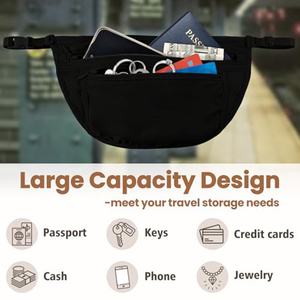 Pochette <span class=keywords><strong>de</strong></span> sécurité <span class=keywords><strong>de</strong></span> <span class=keywords><strong>voyage</strong></span> légère, portefeuille dissimulé à la <span class=keywords><strong>ceinture</strong></span>, <span class=keywords><strong>porte</strong></span>-passeport, organisateur antivol avec blocage RFID pour hommes et femmes - Product Image 2