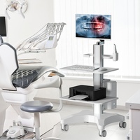 Prix de gros de meubles hospitaliers chariot médical avec scanner oral ordinateur portable et 2 plateaux pour clinique