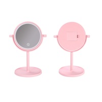 Support personnalisé à 360 degrés miroir de courtoisie rond en acrylique éclairé miroir de beauté de bureau avec Led