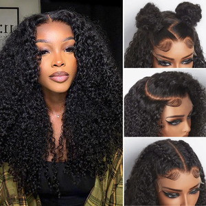 Perruques sans colle prêtes à porter 100 % cheveux humains, pré-épilées, pré-coupées, noires naturelles, bouclées crépues, perruque frontale en dentelle HD 13x4, vente en gros - Product Image 3