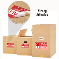 Stiker Kertas Peringatan Rapuh Merah Qungang, Perekat Sendiri, Kemasan Pengiriman, Bentuk Persegi Panjang, Larangan Tekuk, CMYK/