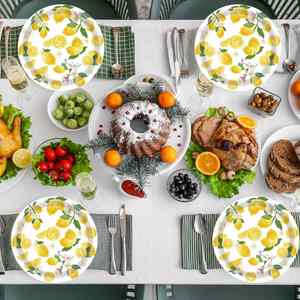 Assiettes jetables modernes en papier en forme de citron, très demandées pour les anniversaires, les mariages et les baby showers, 9 pouces - Product Image 2