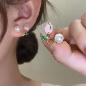 Nuevo pendiente de flor Rosa verano pequeño diseño de tulipán fresco elegante moderno <span class=keywords><strong>Stud</strong></span> pendientes - Product Image 3
