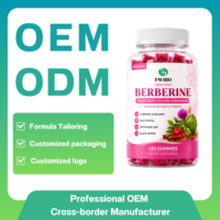 Gummies de berbérine OEM ODM, cannelle de Ceylan, curcuma, chardon-Marie pour le soutien intestinal, cardiaque et glycémique, végétarien, 120 gummies