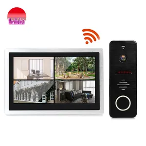 AHD1080P 10inch 110v Battery Video Door Bell Smart Wireless Video Doorbell 6 Indoor Units + 2 Outdoor Units + 2 Cameras 2 Years