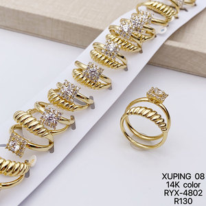 XUPING Jewelry Royal Elegant 14K <strong>Gold</strong> Color Plated Synthetic CZ Bridal Men Women Couple a Pair Proposal Wedding Stone <strong>Ring</strong> <strong>Set</strong> - Product Image 1