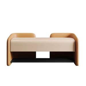 Banc à chaussures moderne avec rangement pour entrée, chambre, salon, blanc cassé, orange, gris clair, gris foncé, durable - Product Image 5