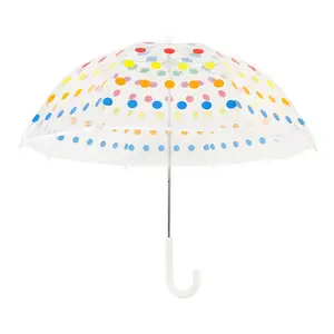 Guarda-chuva transparente com oito ossos, guarda-chuva pequeno fresco e transparente com bolinhas apollo