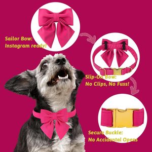 Collar <span class=keywords><strong>para</strong></span> Perro NIBAO con Lindo Lazo de Marinero Rojo Rosa, Collares Ajustables con Lazo <span class=keywords><strong>para</strong></span> Cachorros <span class=keywords><strong>Machos</strong></span> y Hembras - Product Image 4