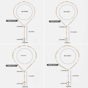 Collana con Pendente Religioso di Guadalupe a Forma di Y, San Benedetto, San Giuda, Vergine Maria, Collana <span class=keywords><strong>Rosario</strong></span> con Croce Placcata Oro 14k - Product Image 6