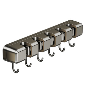 Stainless Steel <b>Wall</b> Mounted <b>Mop</b> Holder With Hooks For Bathroom And Balcony Storage - Product Image 4