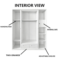 Armoire métallique élégante à motifs floraux avec porte coulissante et miroir, anti-inondation, Lemari Baja