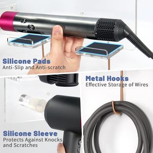 Support mural organisateur accessoires de stockage Compatible Airwrap Styler sèche-cheveux supersonique comprend des crochets de support accessoires - Product Image 5