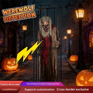Grandes Decoraciones Animatrónicas de Halloween: Jaula de <span class=keywords><strong>Hombre</strong></span> <span class=keywords><strong>Lobo</strong></span> Articulada, Ajustable, Luminosa y con Sonido para Interiores y Parques de Terror - Product Image 2