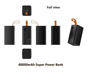 大容量60000mAhモバイルバッテリー LEDディスプレイ 4USBポート Type-C出力 PD 22.5W急速充電 ポータブル電源 - Product Image 6