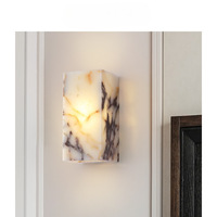 Lampe murale de nuit en marbre Calacatta Viola de luxe avec LED pour hôtel, restaurant, bar, couloir, chambre à coucher