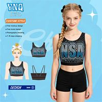 Service OEM de Gros Personnalisé : Soutiens-gorge et Shorts de Cheerleading en Tissu Métallique Sublimé avec Poudre d'Oignon Dorée AB Diamond