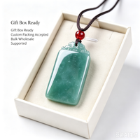 Pendentif de sécurité en jadéite birmane de qualité supérieure, jade vert naturel rectangulaire Wu Shi Pai pour cadeau de bijoux et vente en gros