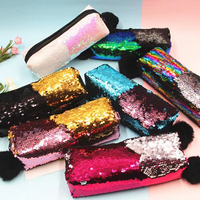 Nouveau Design créatif paillettes double couleur porte-crayon étudiant papeterie maquillage sac femmes paillettes Portable stylo sac de rangement