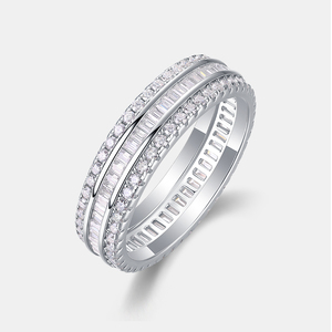 Bague en argent moissanite « Univers Parallèles » entièrement pavée, multivers, en argent sterling 925, moissanite VVS - Product Image 1