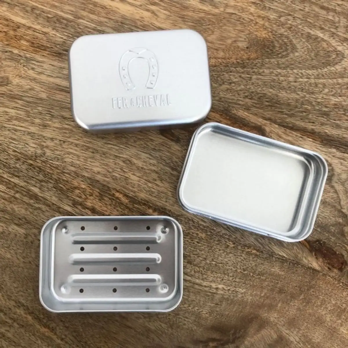 Vente en gros échantillon gratuit boîte à savon en aluminium avec logo personnalisé boîte rectangulaire en métal boîte à savon vide en aluminium