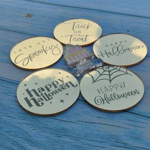 Mini décoration de cupcake en acrylique <span class=keywords><strong>personnalisable</strong></span> au design de <span class=keywords><strong>disque</strong></span> Happy Halloween pour les fêtes de bébé et la décoration de gâteau d'Halloween - Product Image 2