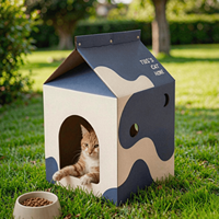 Lit pour chat en forme de carton de lait moderne, fabriqué en papier ondulé, résistant aux rayures, résistant à l'usure et robuste