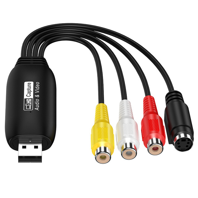 USB 1080P 1-Channel Video Capture Card RCA Connector PVC Jacket Supports S-Video+AV Signal Monitoring for Projector HTV Camera