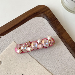 Pince à <span class=keywords><strong>cheveux</strong></span> rétro rose scintillante avec diamants, pour franges rebelles, accessoire de coiffure pour femme - Product Image 3