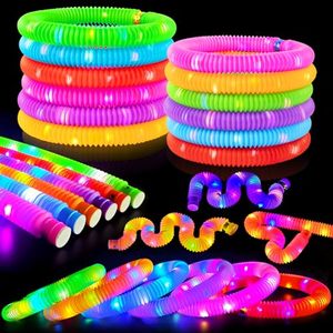 หลอดพลาสติกเรืองแสง LED แบบยืดหดได้ ของเล่นบีบคลายเครียด ของเล่นเสริมพัฒนาการเด็ก ของขวัญสำหรับเด็ก ฝึกกล้ามเนื้อมัดเล็ก - Product Image 1