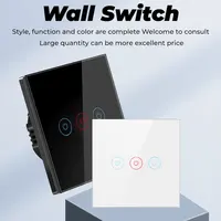 ขายร้อน1,2,3 Gang Wall Light Touch Sensor Switch ไม่มี Neutral Wire ต้องใช้ EU UK แผงคริสตัลแก้วคริสตัลหน้าจอ220V
