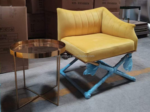 Silla de lujo de acero inoxidable para el hogar y Hotel, sillón con reposabrazos, de terciopelo, 2022 - Product Image 6