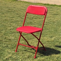 Chaise pliante portable durable en acier et plastique avec trous sur le siège et le dossier pour jardin et fête