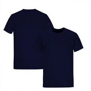 Unisex <b>Navy</b> <b>Blue</b> Jersey Fabric 230g Short Sleeve Crew Neck Casual T-<b>Shirt</b> with Pattern Tops - Product Image 4