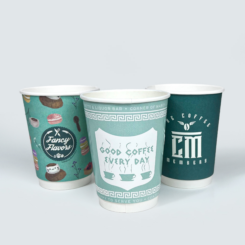 ZJPACK Eco-Friendly Customized logo Printing Disposable Double Wall Take Away Hot/cold Paper Coffee Cup with Lid