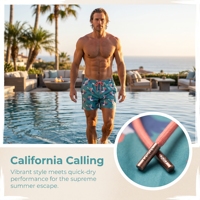 Short de bain sportif tissé personnalisé pour homme, imprimé pellicard, respirant, écologique, séchage rapide, taille élastique avec cordon de serrage, idéal pour l'été