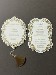 Caja de Invitación de Boda de Lujo en Forma de Libro, Reciclable, de Cartón Color Marfil, con Diseño de Cisne en Lámina Dorada, Forro de Satén, Cinta Decorativa, Caja Personalizada - Product Image 3